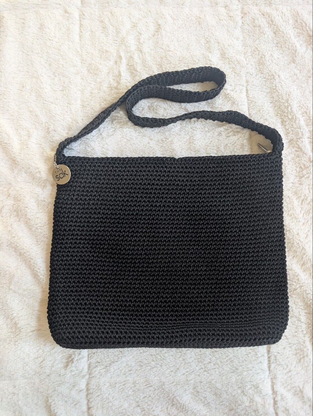 Vintage The Sak Black Crochet Shoulder Bag - Style #3119-BLK